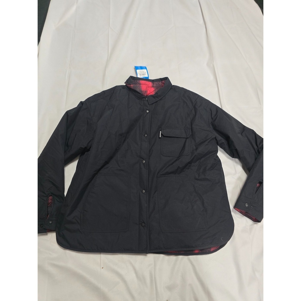 Columbia Women's Longhorn Ridge Reversible Shirt Jacket Black Plaid Size L Large
